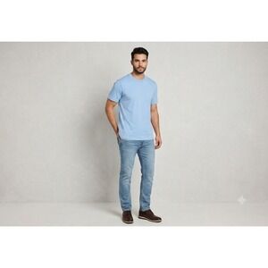 Royal Avalon Mens Bamboo Cotton Blend Crewneck T-Shirt Light Blue Large